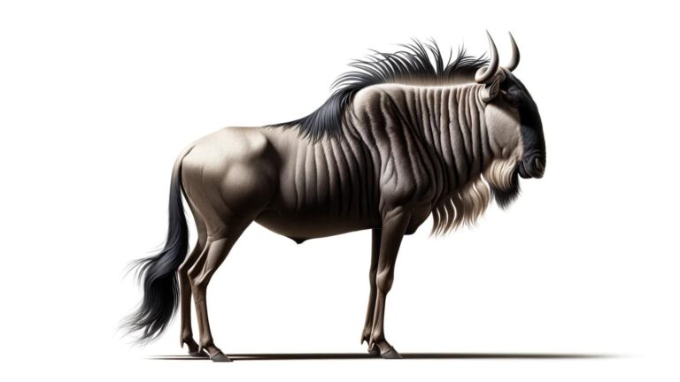 A wildebeest on a white background
