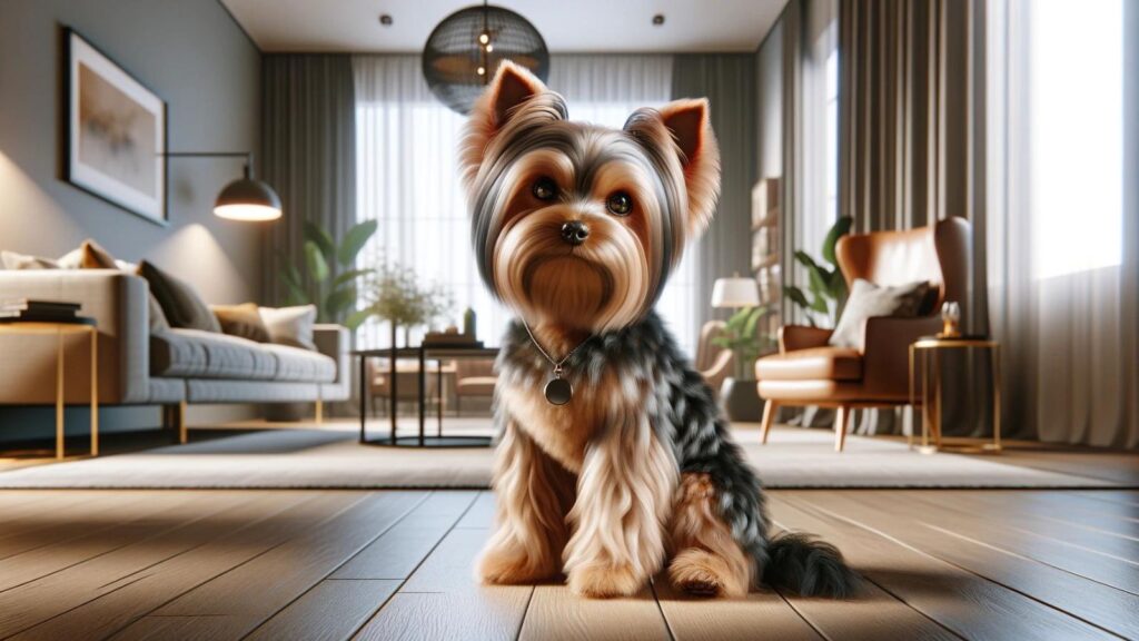 A yorkie in the house