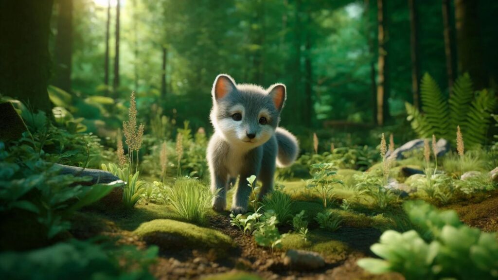 A baby gray fox
