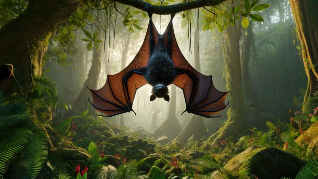 A black fruit bat