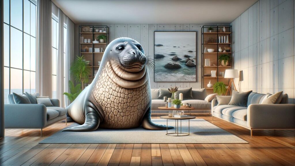 An elephant seal in the house