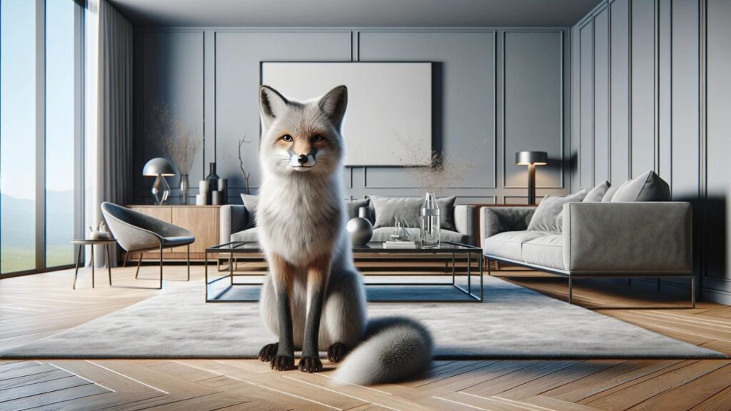 A gray fox in the house