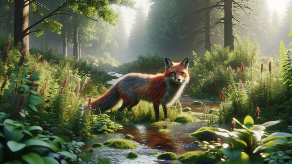 A red gray fox