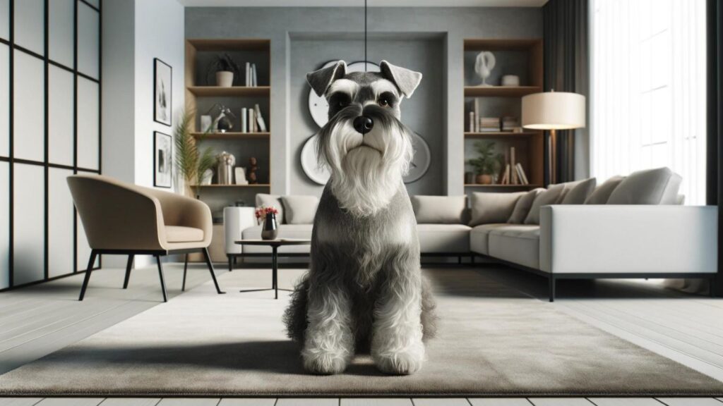 A schnauzer in the house