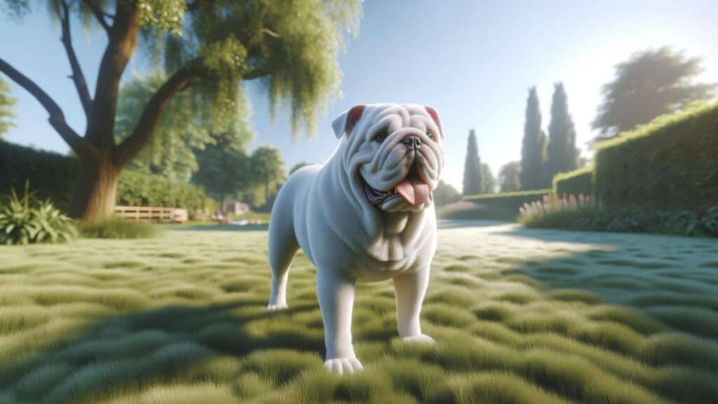 A white English bulldog