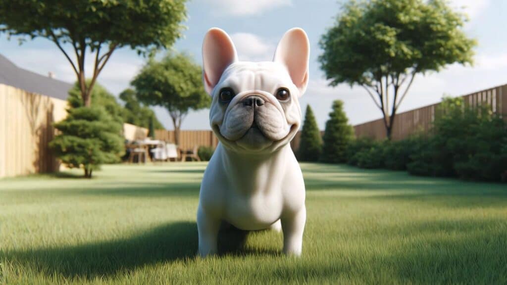 A white French bulldog