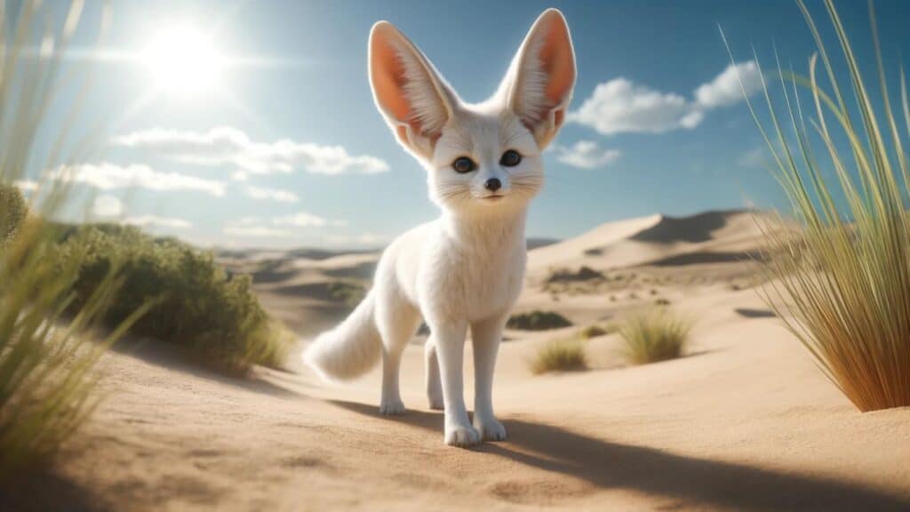 A white fennec fox