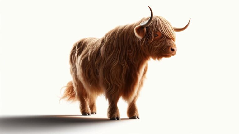 The highland cow on a white background - highland cow dream meaning