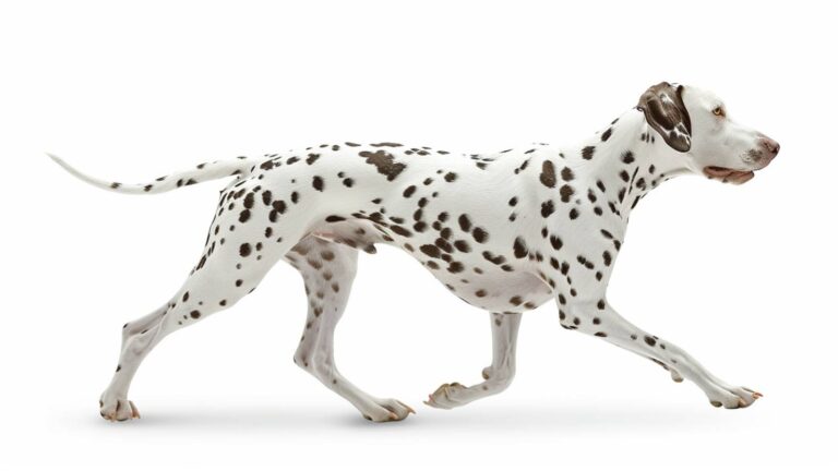 A Dalmatian on a white background