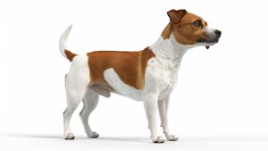 A Jack Russell terrier on a white background