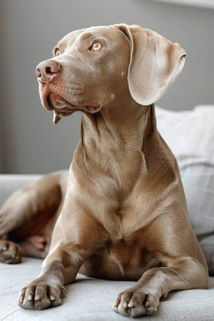 A Weimaraner in the house