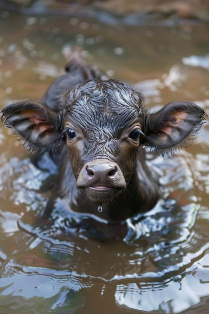 A baby water buffalo