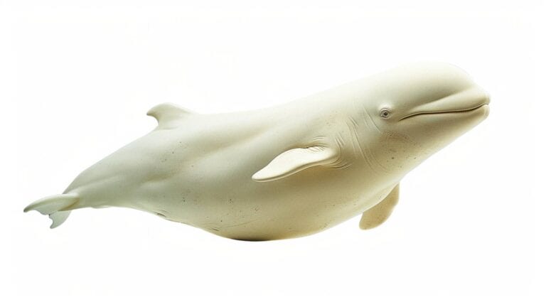 A beluga whale on a white background