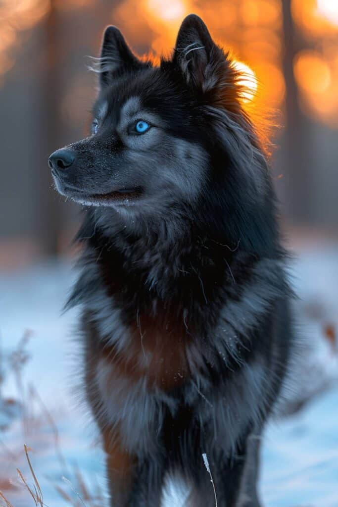 A black Siberian husky