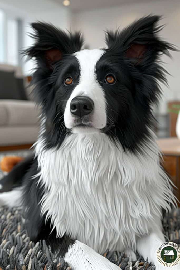 A border collie in the house