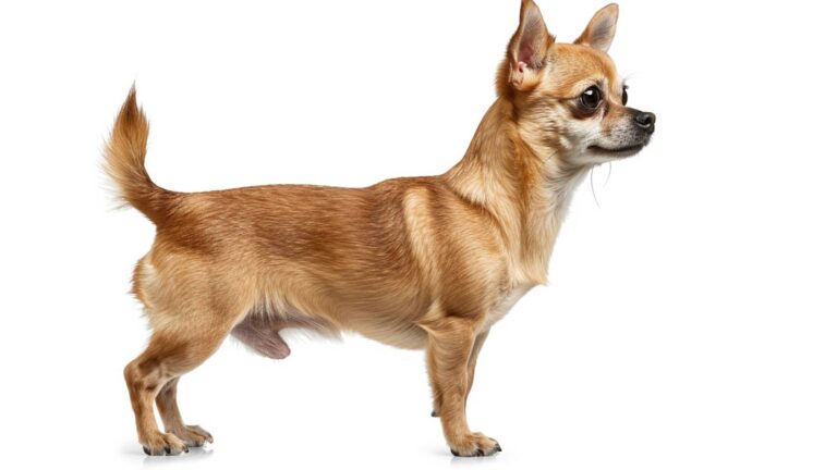 A chihuahua on a white background