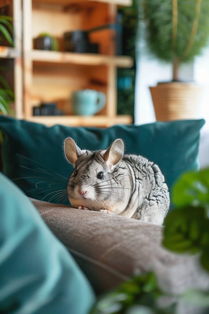 A chinchilla in the house