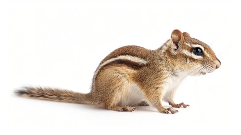 A chipmunk on a white background