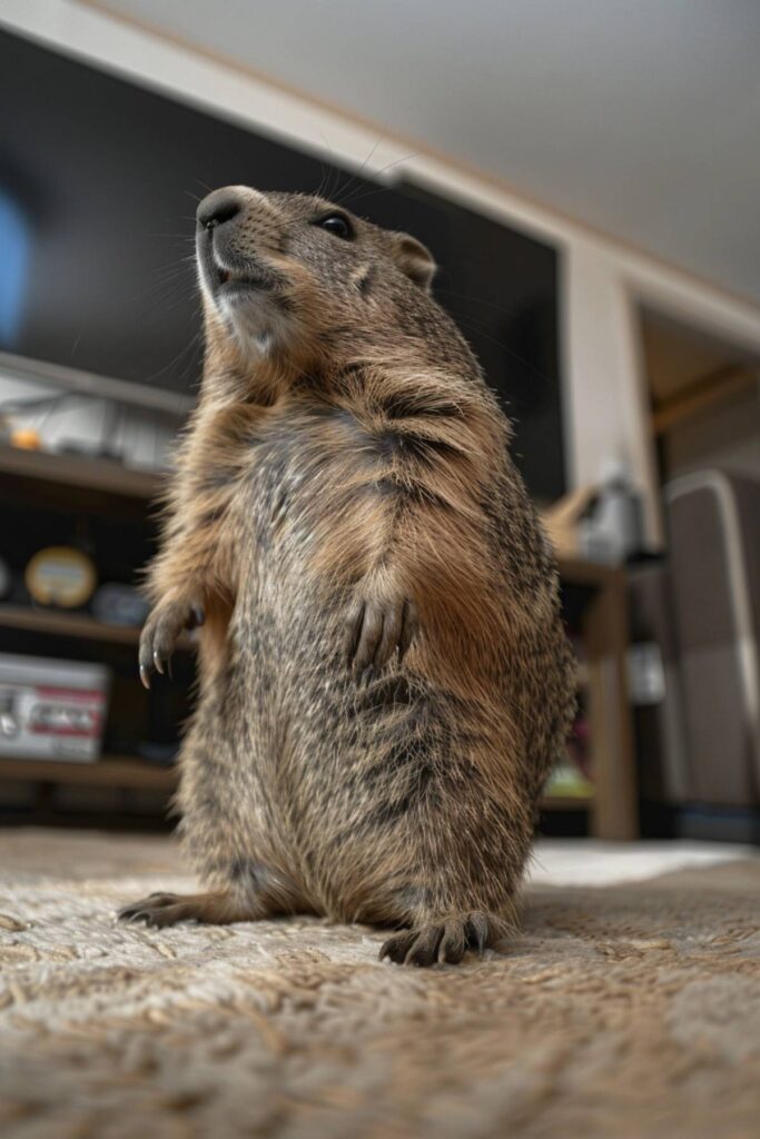 A groundhog in the house