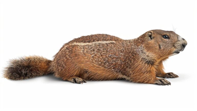 A groundhog on a white background