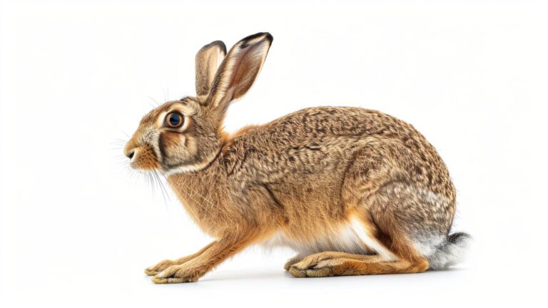 A hare on a white background