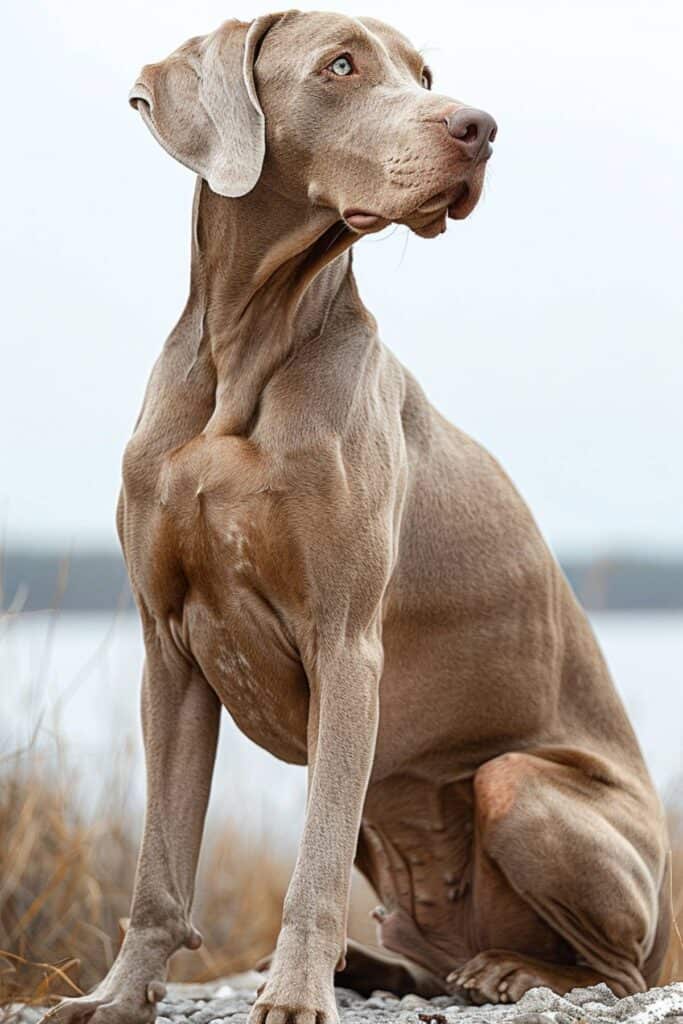 A large Weimaraner