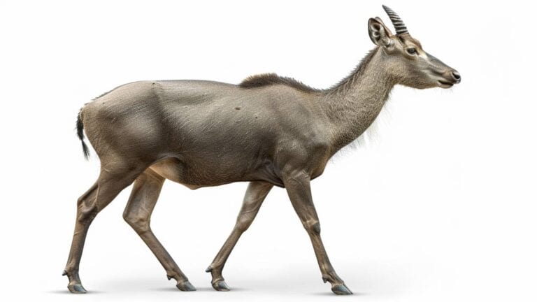 A nilgai on a white background