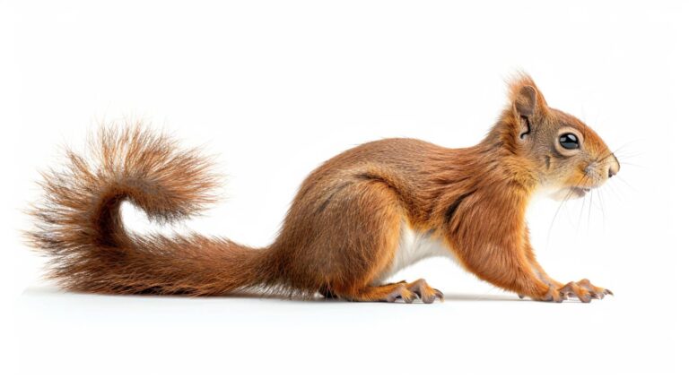 A red squirrel on a white background