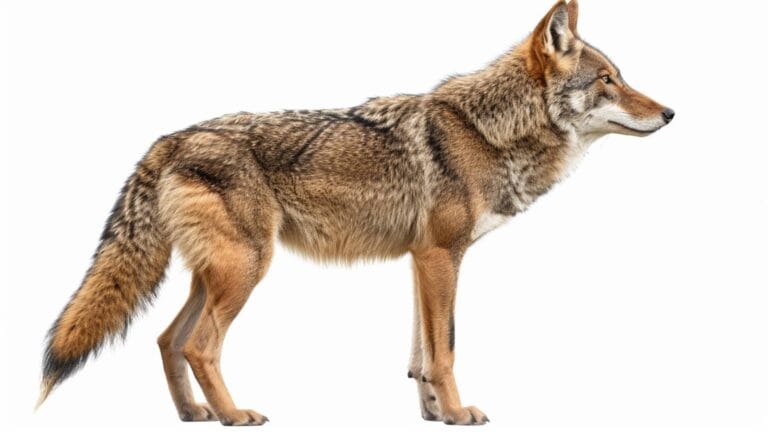 A red wolf on a white background