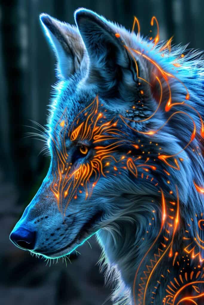 A red wolf spiritual representation