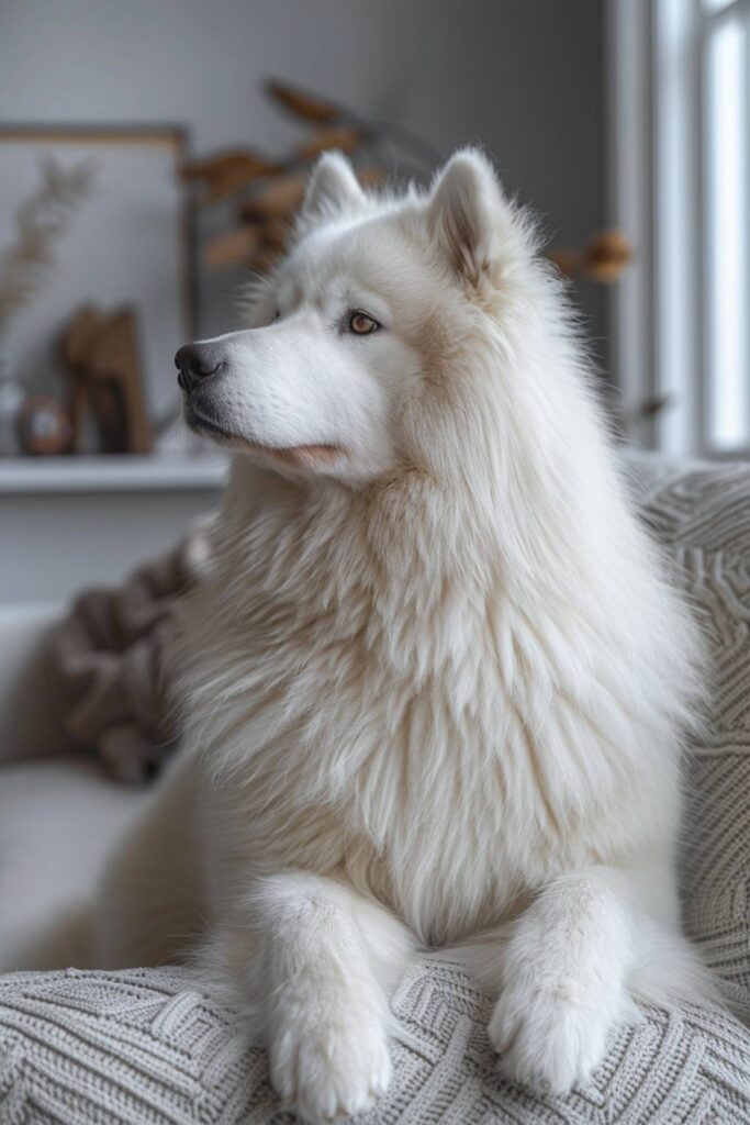 A samoyed in the house