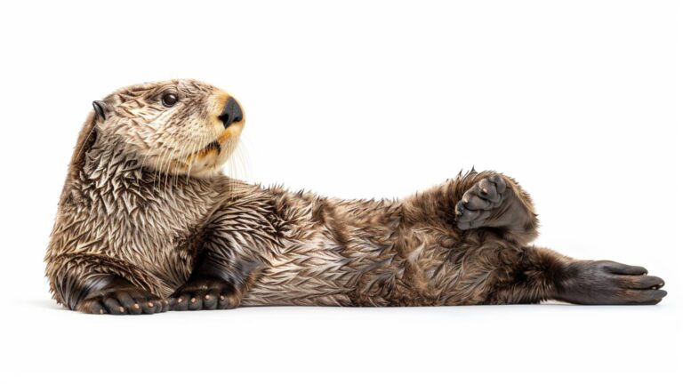 A sea otter on a white background