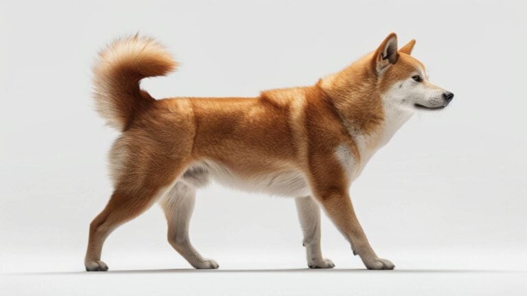 A shiba inu on a white background