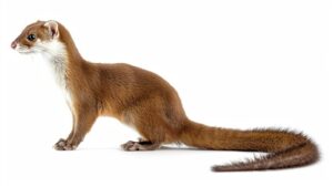 A stoat on a white background
