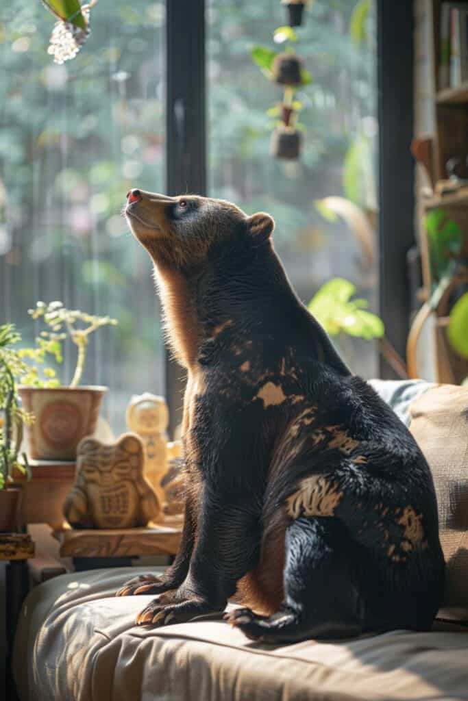 A sun bear in the house