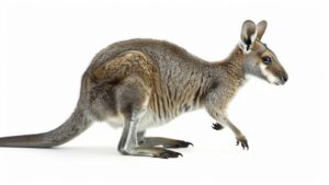 A wallaby on a white background