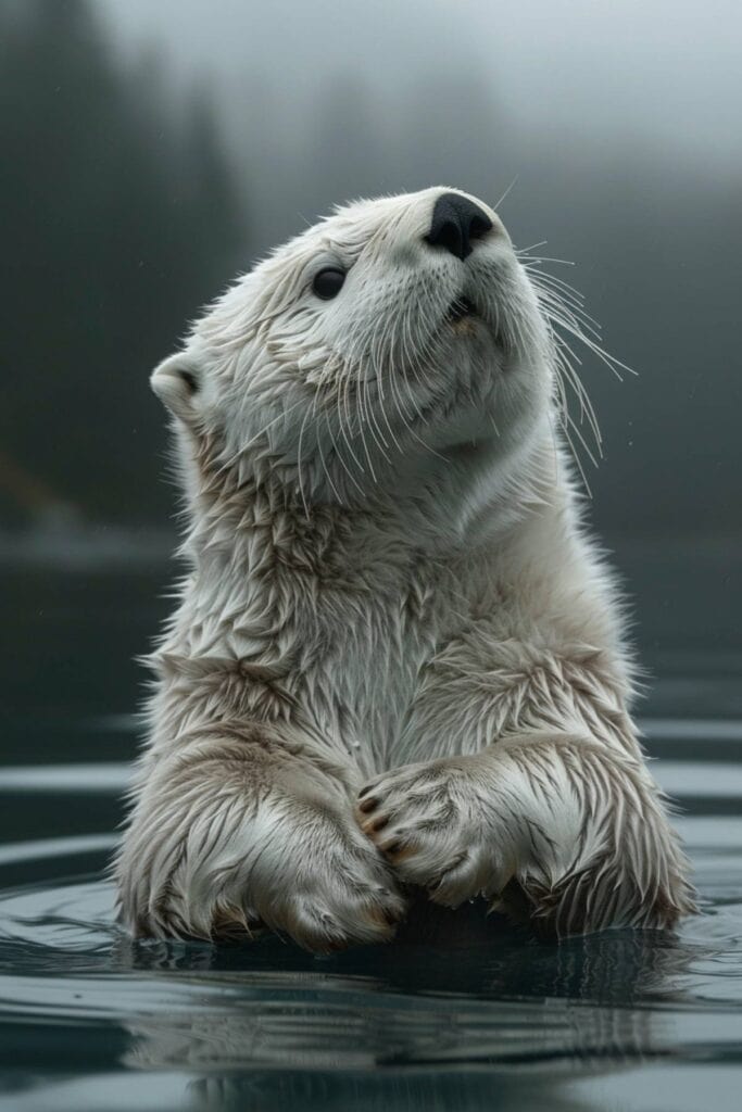 A white sea otter