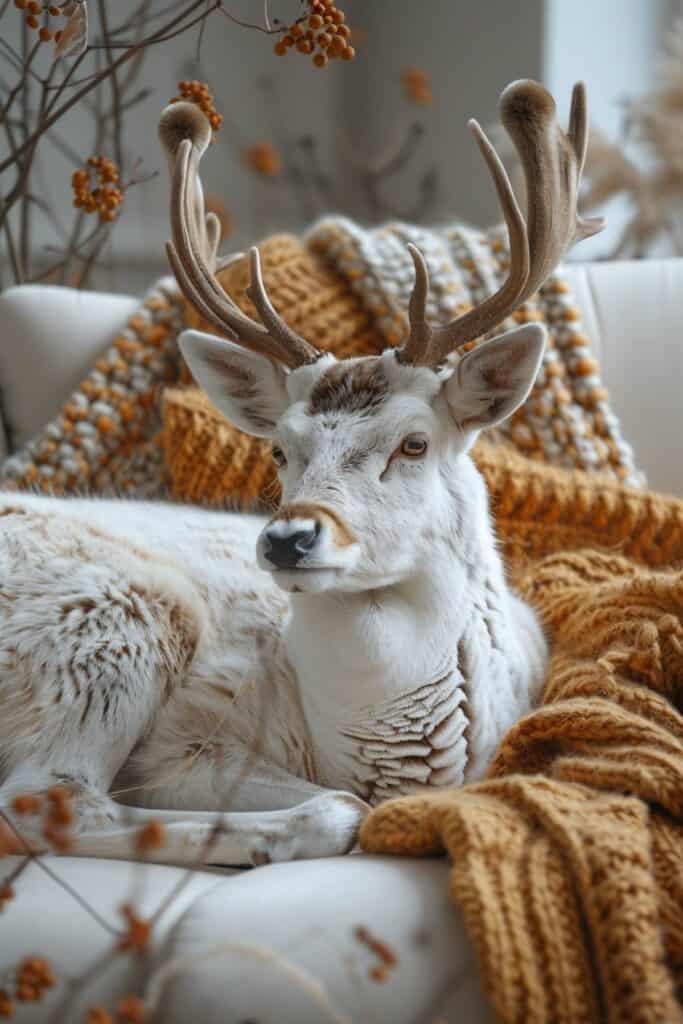 A white stag in the house