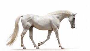 An Arabian horse on a white background