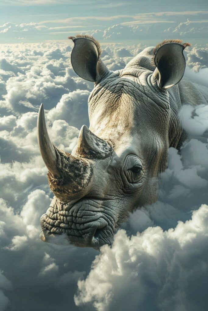 Biblical representation of a white rhino