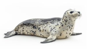 The leopard seal on a white background