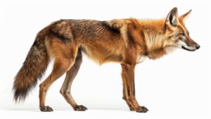 The maned wolf on a white background