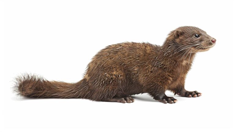 The mink on a white background