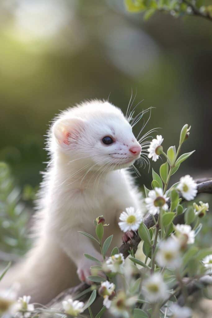 A baby white ferret