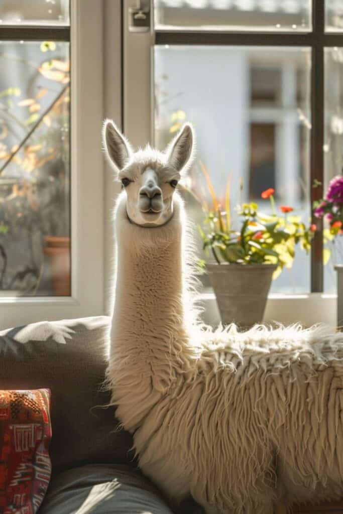 A llama in the house