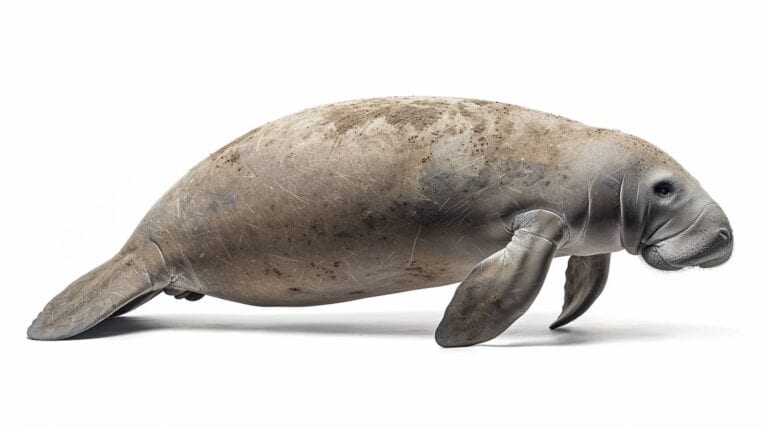 A manatee on a white background