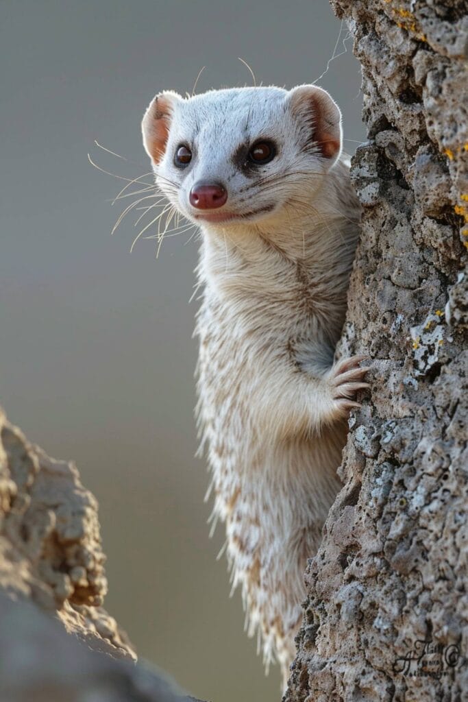 A white mongoose