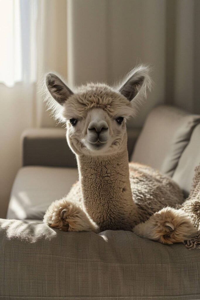 An alpaca in the house