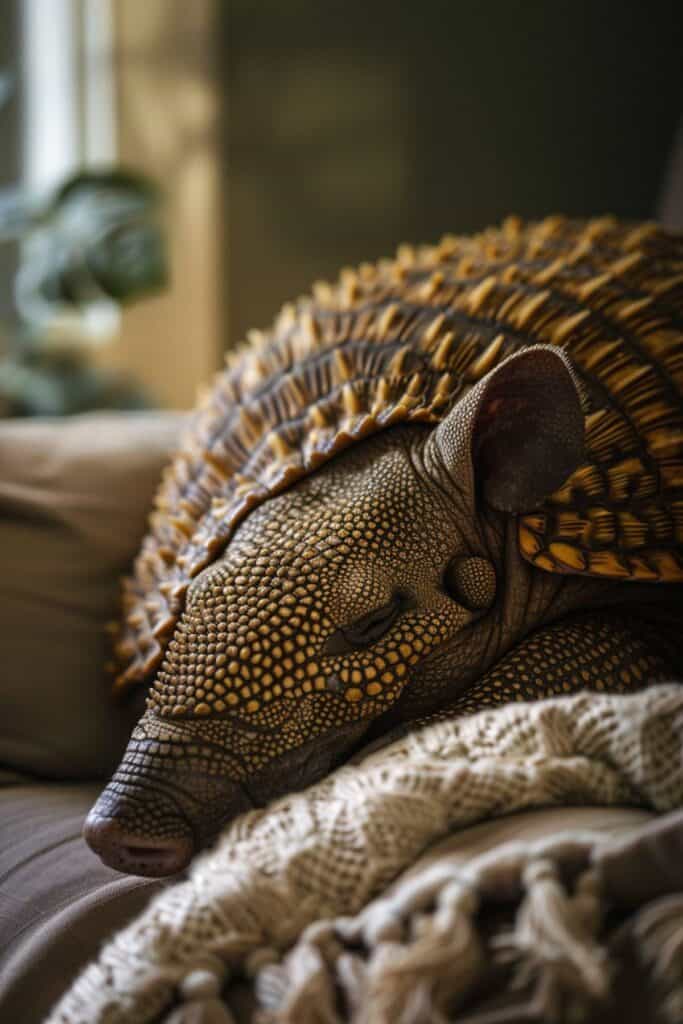 An armadillo in the house