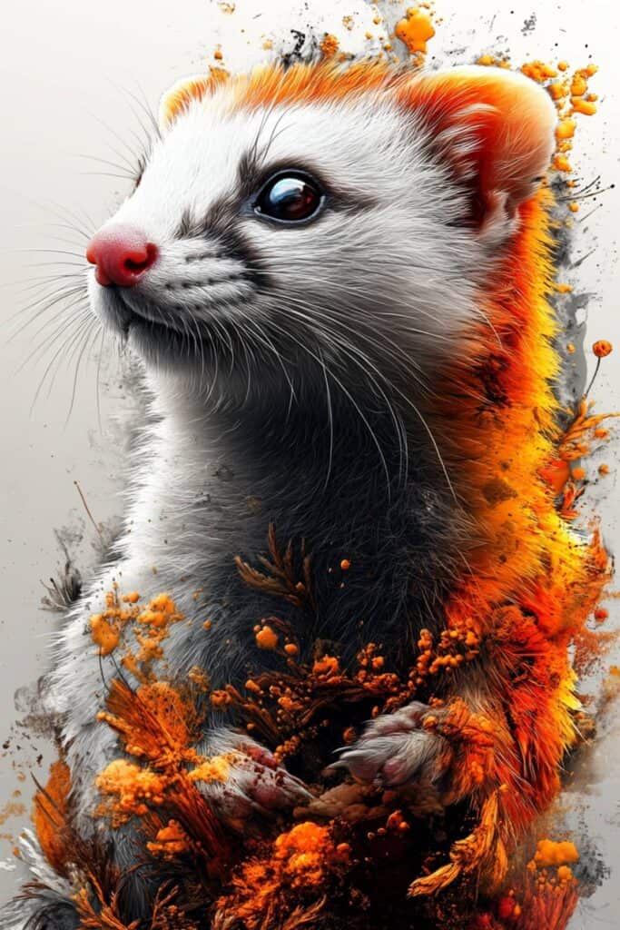 Spiritual representation of a white ferret